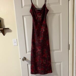 Altar’d State Burgundy Floral Slip Midi Dress